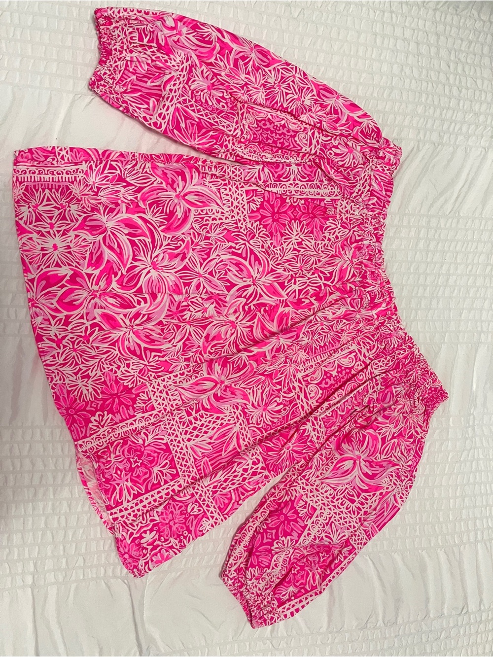 Lilly Pulitzer Pink & White Floral Off-Shoulder Top